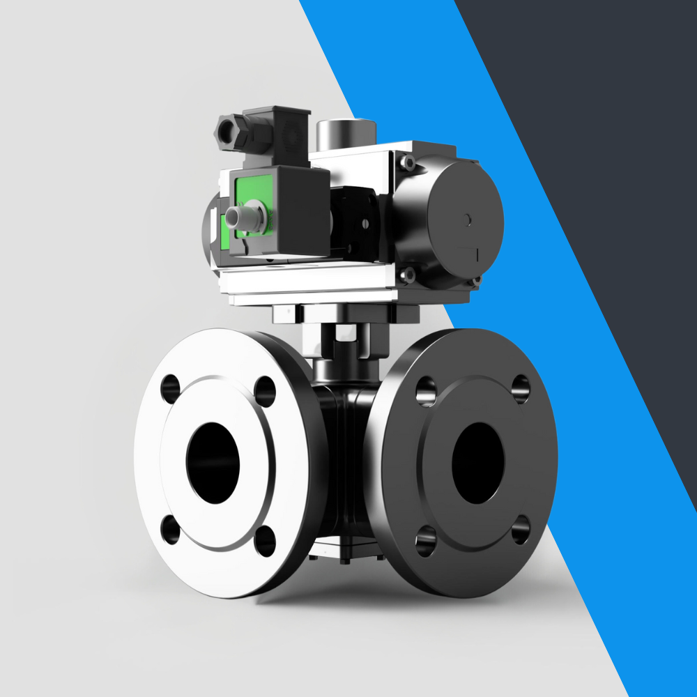 V-Tork Actuated 3 Way Flanged Ball Valves (Safe Area Solenoid)